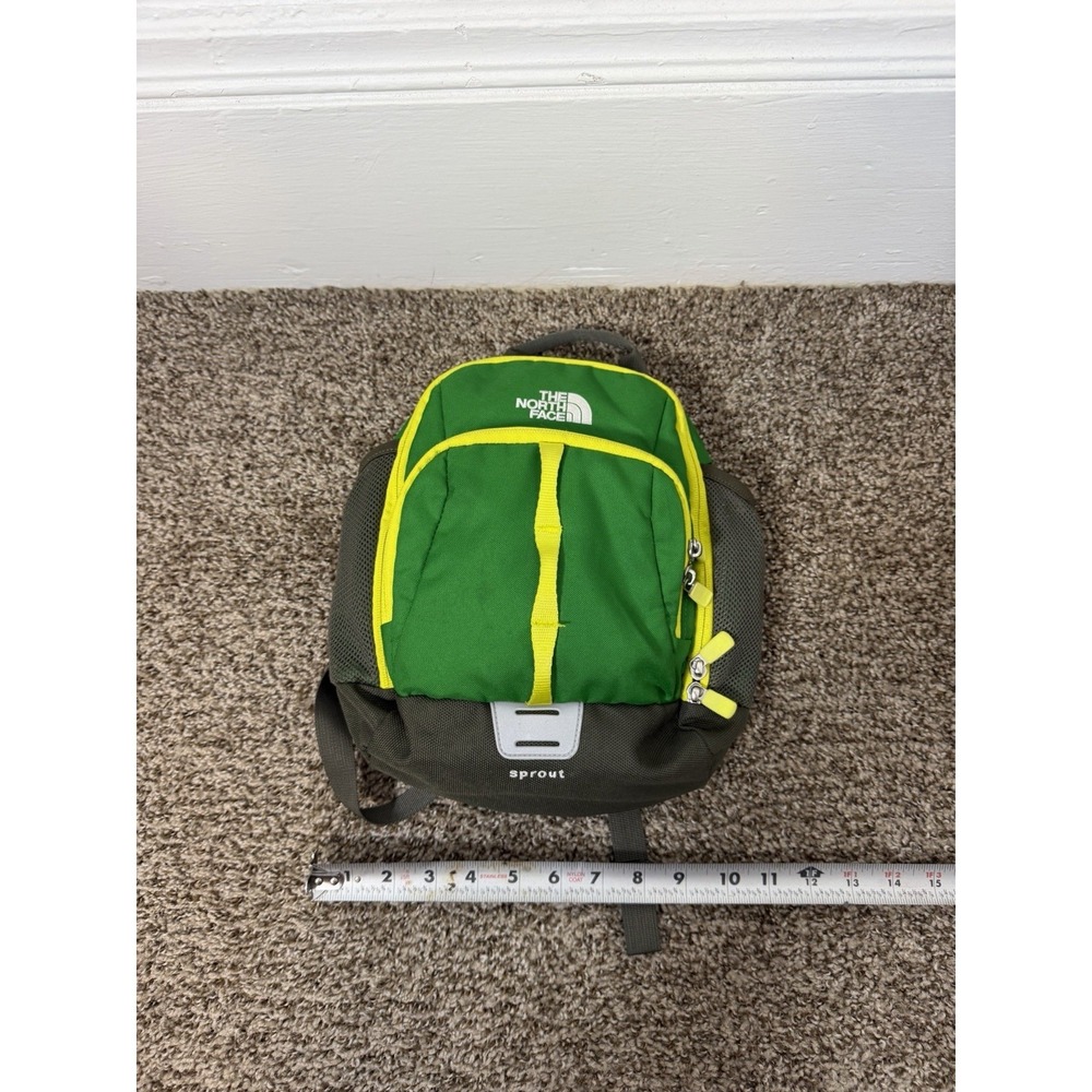 North Face Sprout Mini Backpack Green School Hike Travel Straps Pouch Zip - Picture 9 of 10